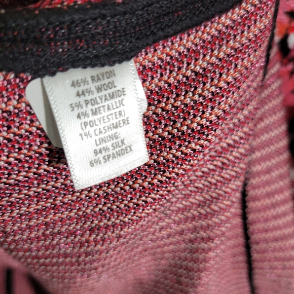 St. John Black Flamingo Knit Peplum Sweater Dress Wool Blend Metallic - Picture 7 of 11